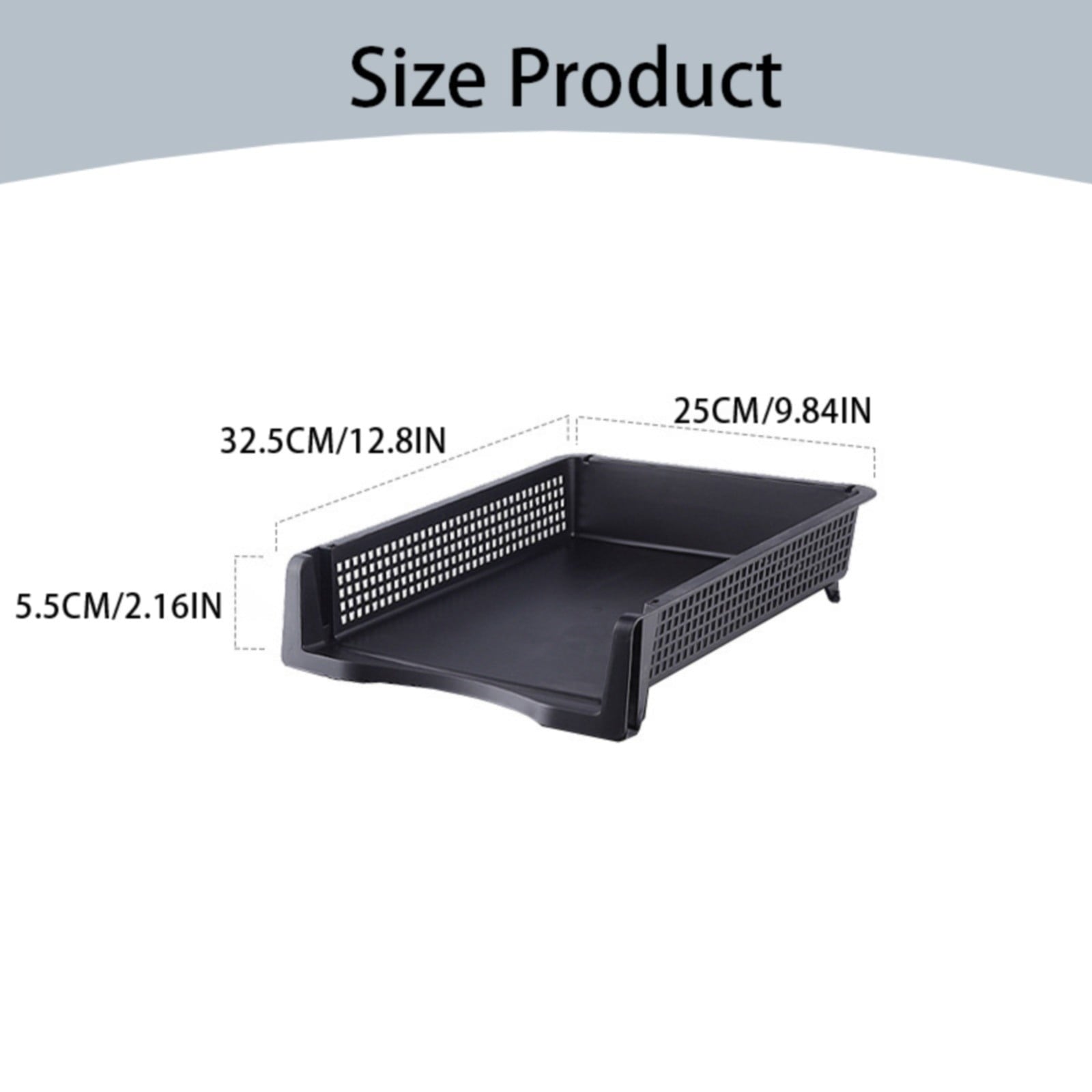 1-Pack Black Plastic Stackable Paper Tray/Basket, Stackable Office Letter Organizer Desk Tray A4 Size Plastic Paper S... - Image 3