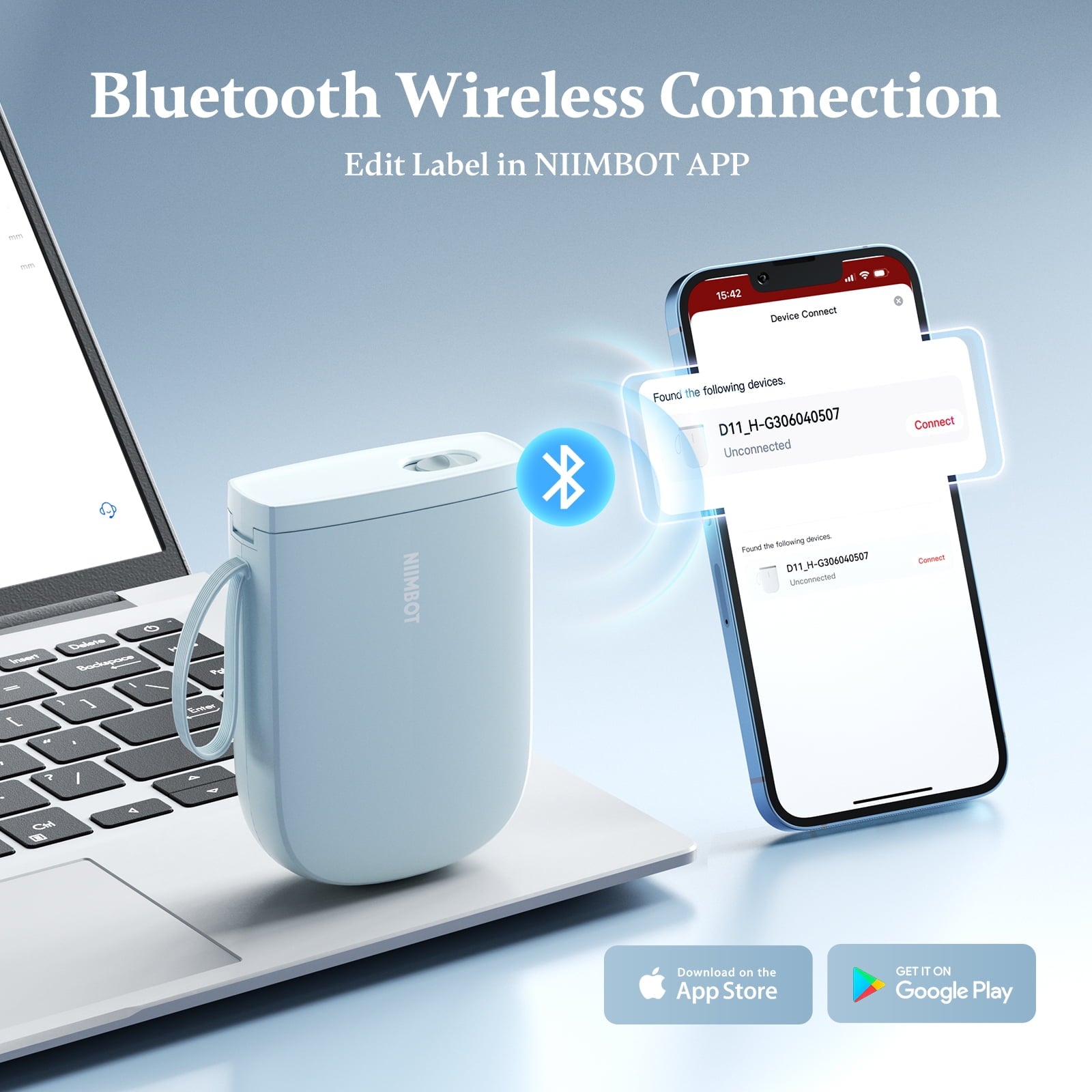 NIIMBOT D11 Upgraded HD 300 dpi Label Maker Mini Bluetooth Wireless Label Printer Inkless Labeler Rechargeable（Blue) - Image 3