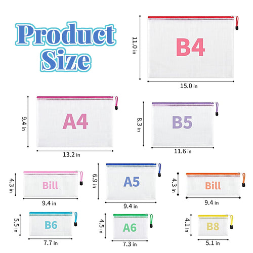 18Pcs Clear Mesh Zipper Pouch, Waterproof Plastic Document Bags, Freestanding File Organizers, Pencil Pouch for Offic... - Image 2