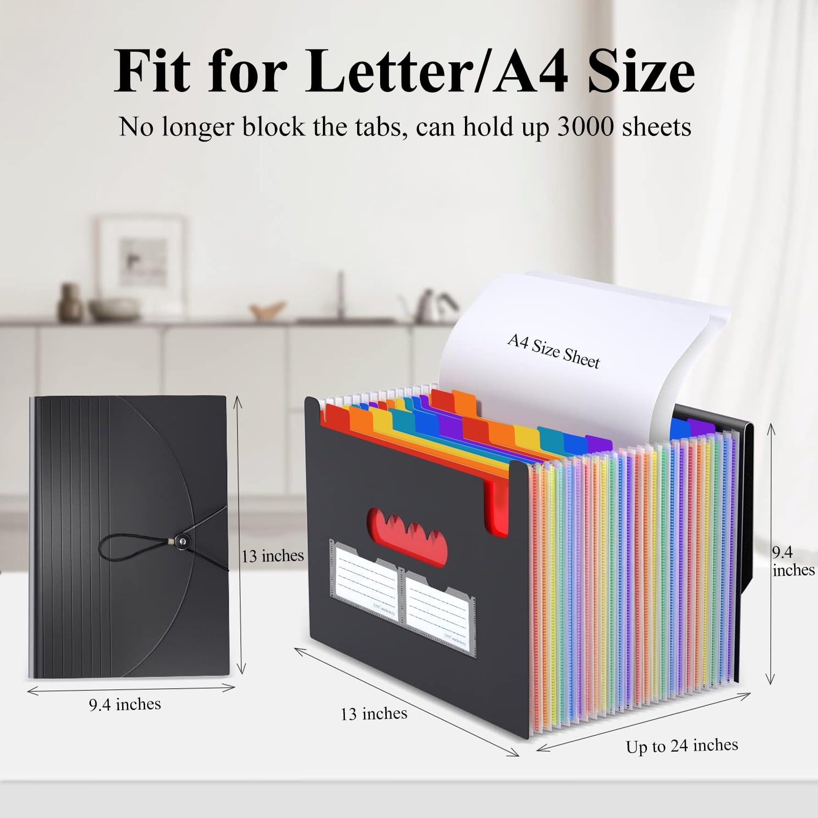 25 Accordion File Organizer, Expanding File Folder with Labels, Portable Letter A4 Size Paper Document Receipt Organi... - Image 3