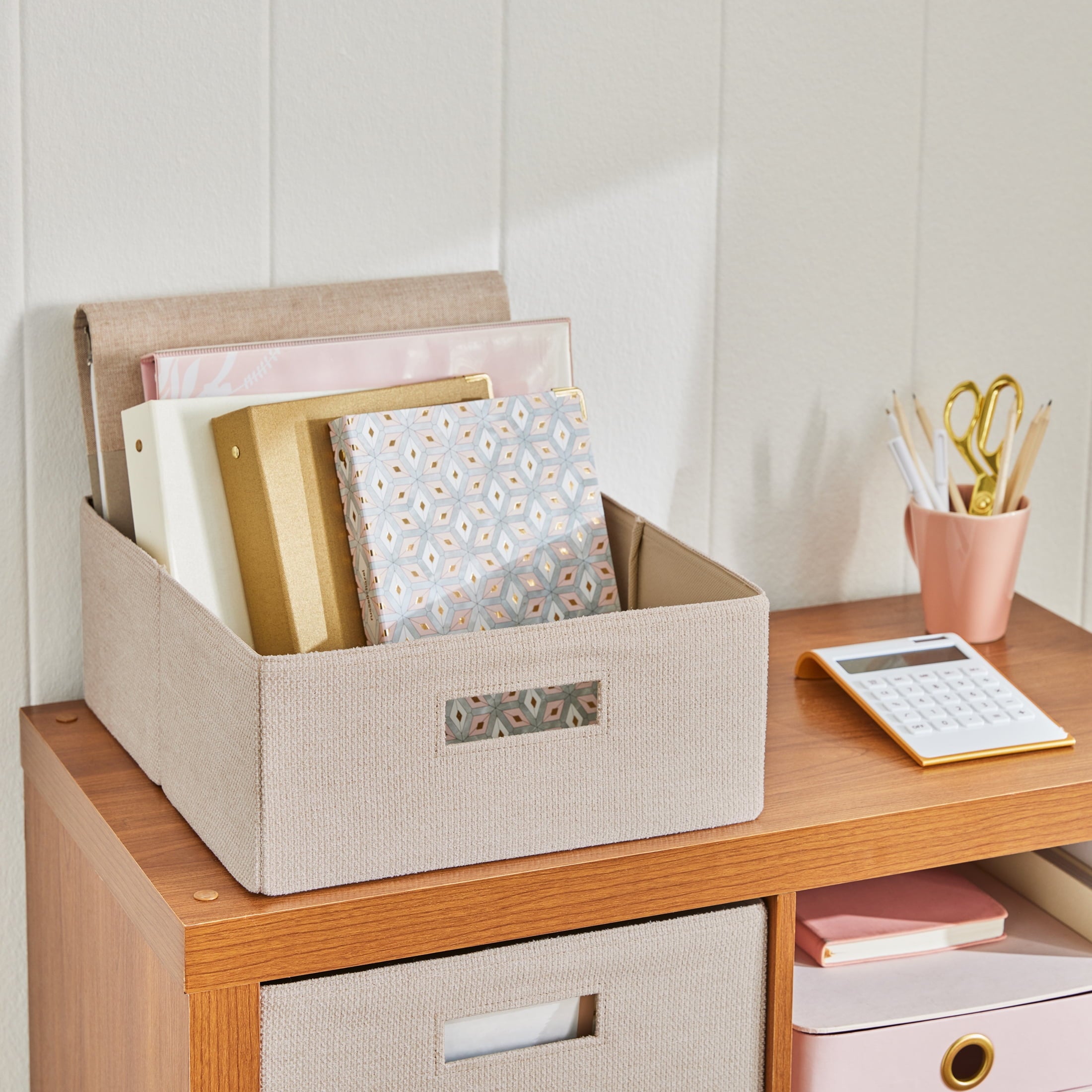 Better Homes & Gardens Half-Size Fabric Storage Bin, Toasted Almond Textured - Image 4