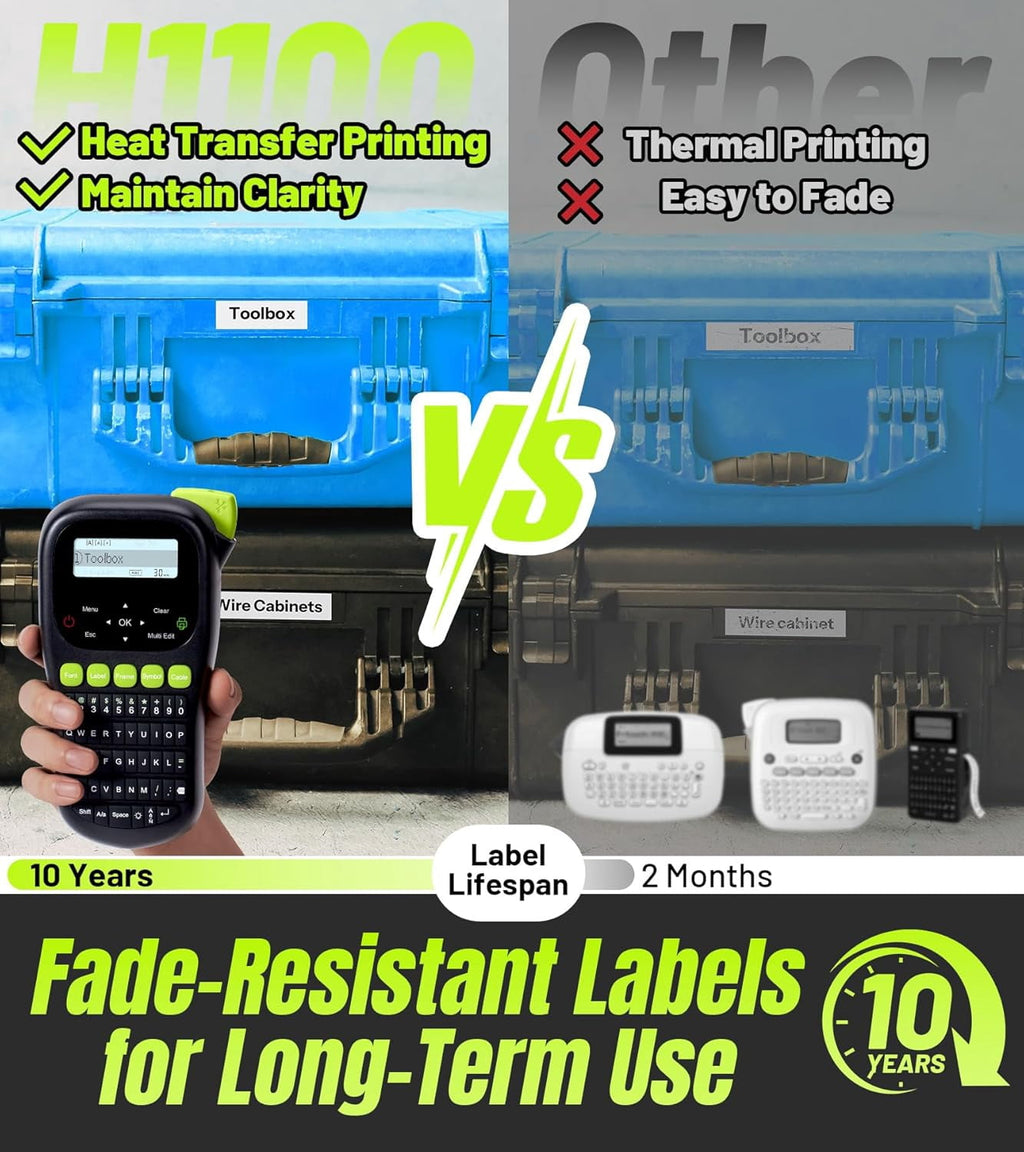 Label Maker Machine with 4 Tapes, Wire Label Maker Waterproof-Labels, Laminated Handheld Label Printer, Backlit & Portable & 3 Cable Modes, - Image 3