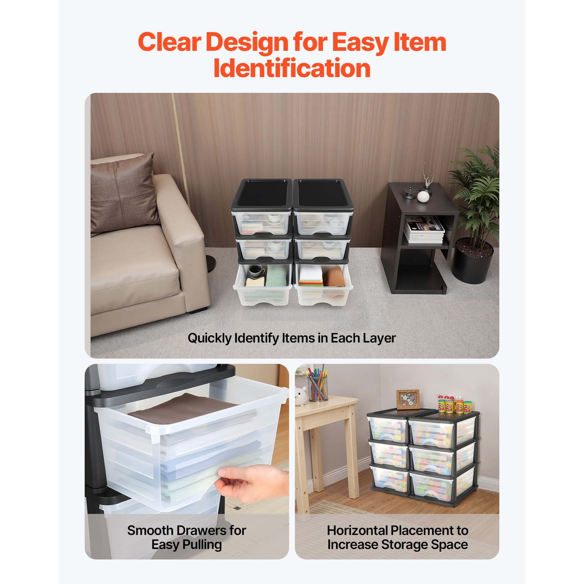 KFFKFF 100L 6 Storage Drawers, Sturdy Organizer , Clear Storage Bins for Office, Craft Rooms, and Home Organization - Image 5