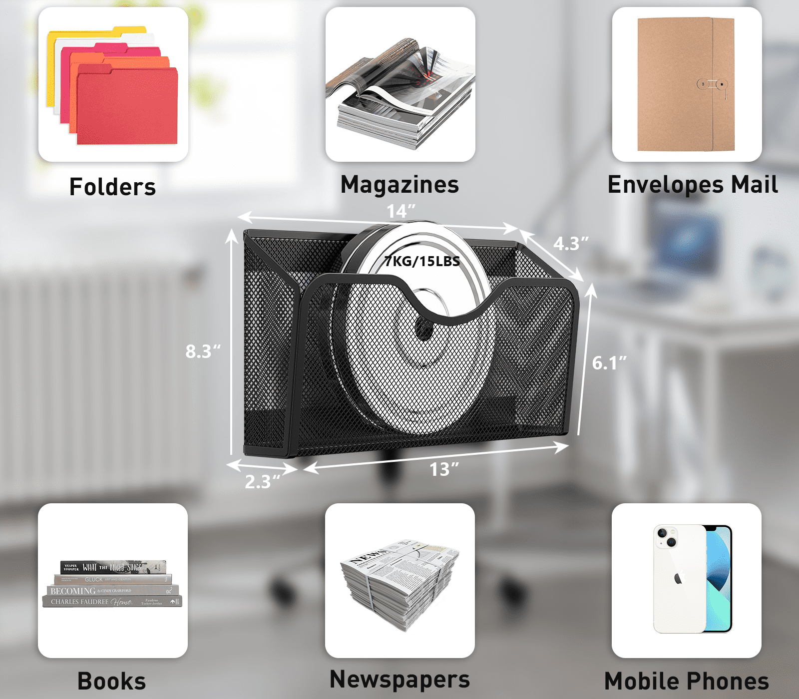 Paper Mail Organizer No Drilling Magazine Paper Document / Hanging Organizer - Image 2