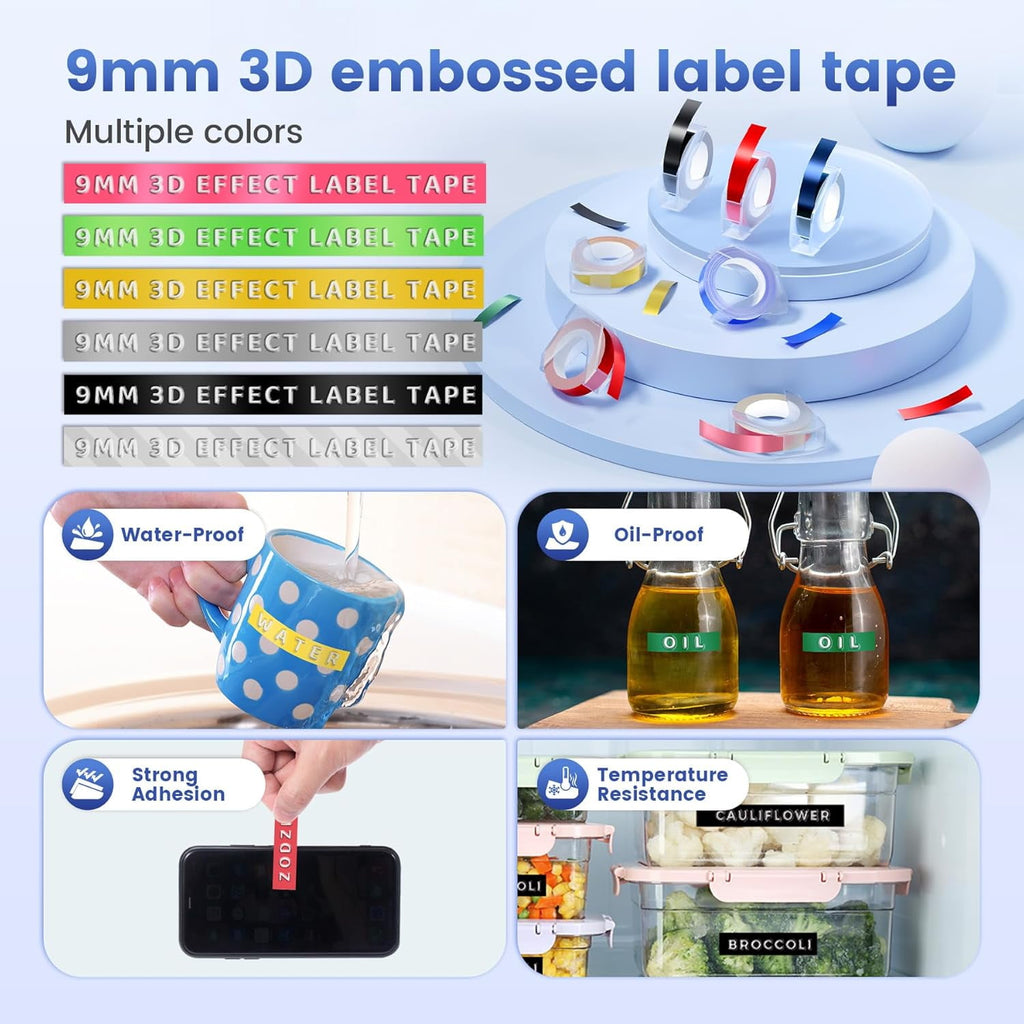 Embossing Label Maker, Manual Label Maker Printer with 6 Rolls Emboss Tapes, Handheld Label Printer for Organizing, Small Old School Label P - Image 4
