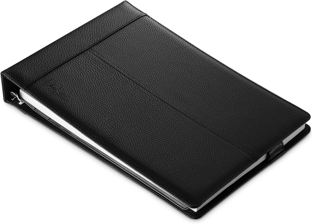 7-Ring Check Binder 500 Check Capacity Portfolio Organizer, Stitched Leather Black - Image 3