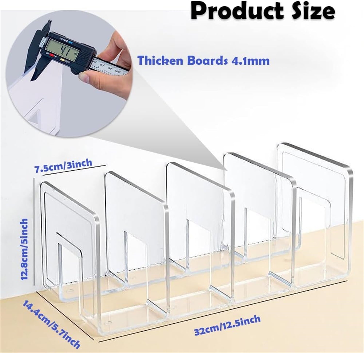 Clear Acrylic File Sorter,4 Slots Magazine File Holder,Bookshelf Organizer,Sturdy Desk File Organizer,File Racks for ... - Image 2