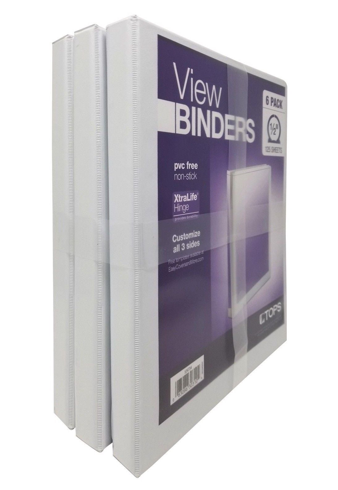 Tops View Binders White 1/2 Inch Customizable 6 Count - Image 3