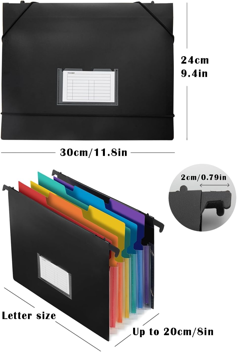 2-in-1 Expanding Hanging File Folders for Filing Cabinet, 7 Pockets Extra Capacity Hanging Accordion File Organizer w... - Image 2