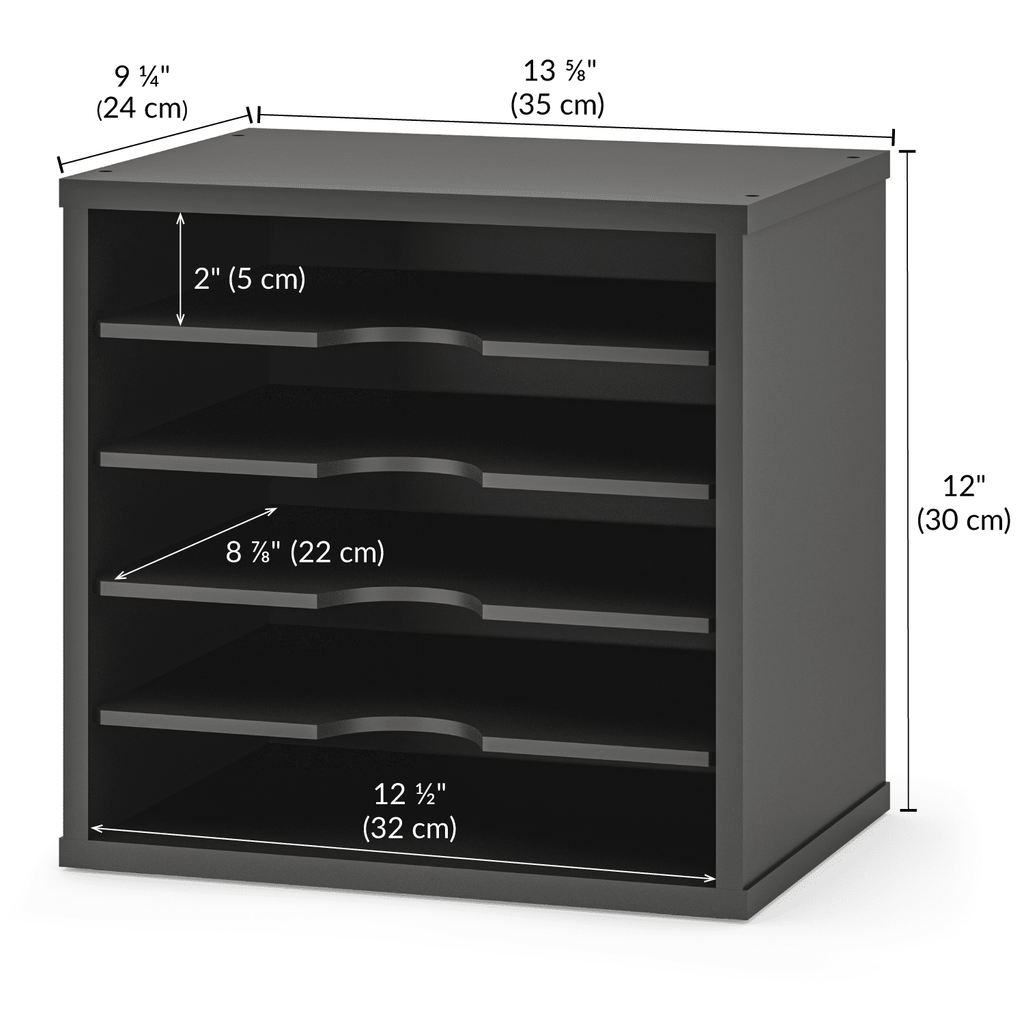 5-Tier Paper Organizer, File Holder, Mail Sorter, Wood Letter Tray, Black - Image 6