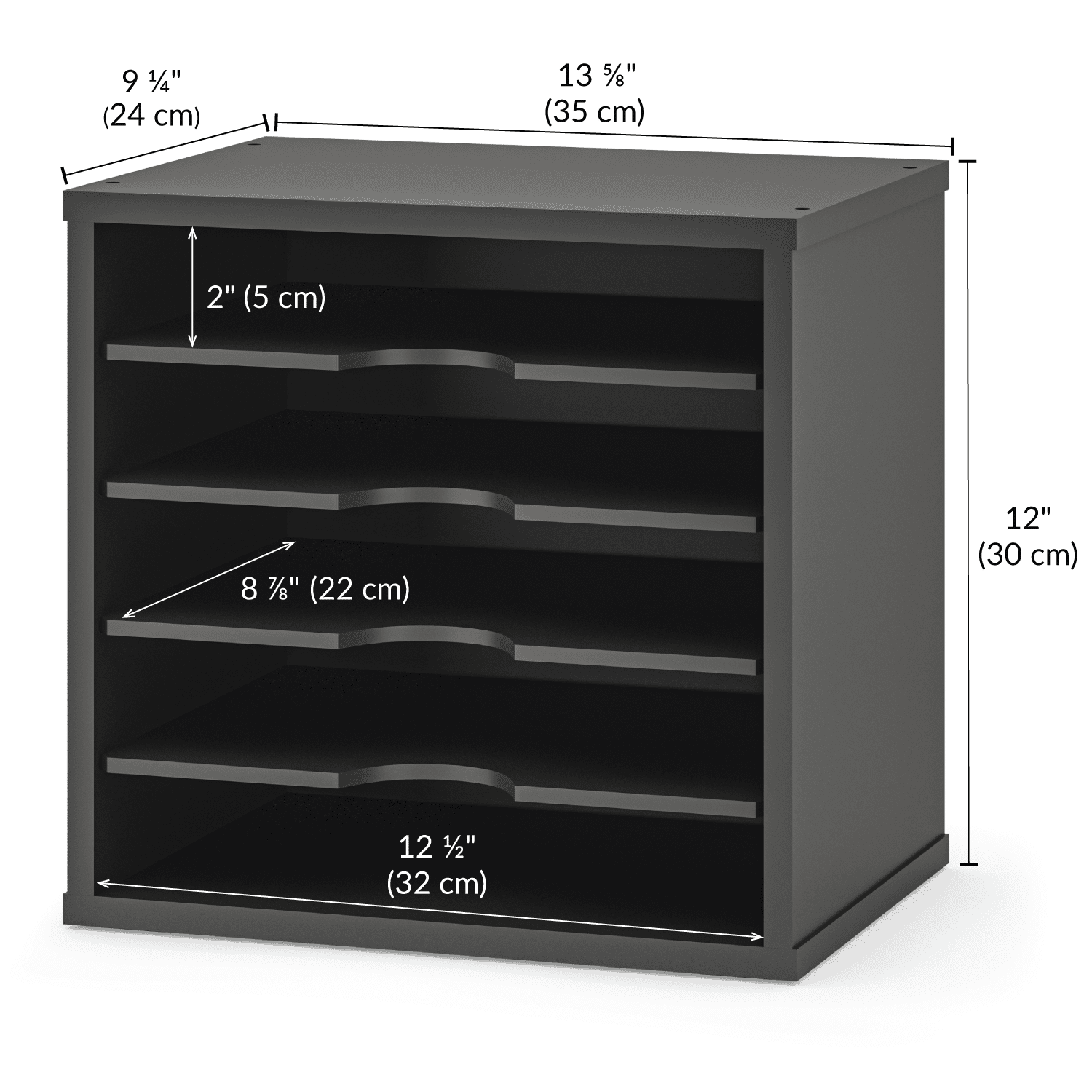 5-Tier Paper Organizer, File Holder, Mail Sorter, Wood Letter Tray, Black - Image 6
