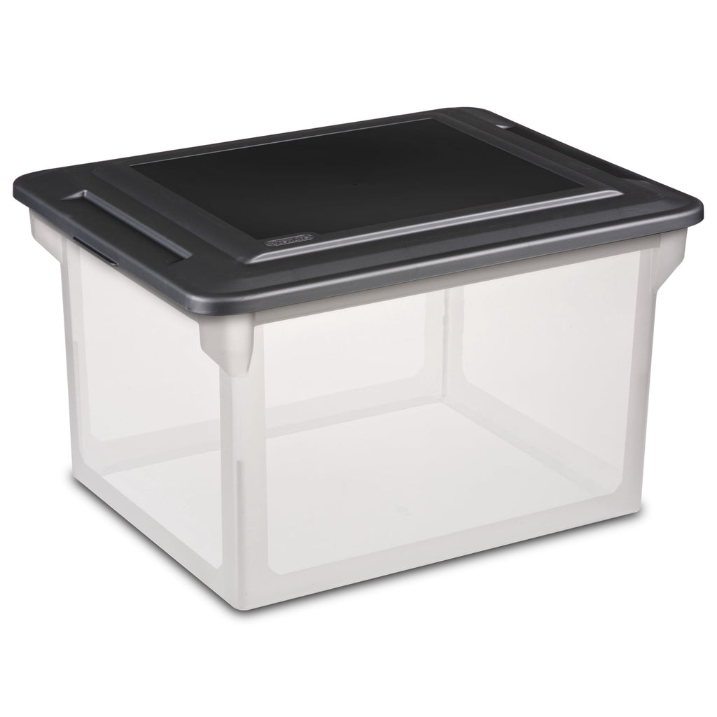 (6 pack) Sterilite File Box, Clear Plastic Bin with Black Lid, Letter or Legal-sized File Storage, Black - Image 2