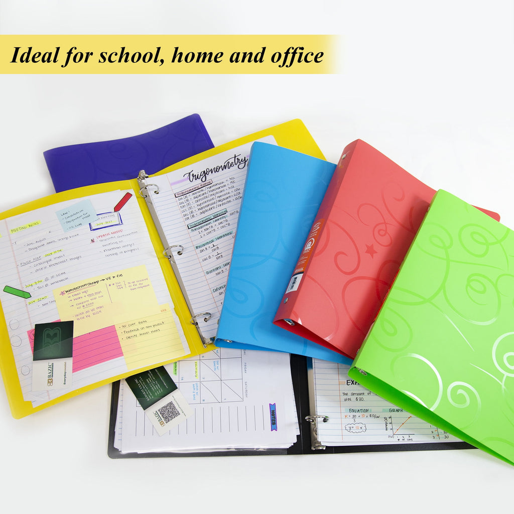 BAZIC 3 Ring Binder 1" Poly Binders Swirl Color Soft Cover, Hold 175 Sheets, 6-Count - Image 6
