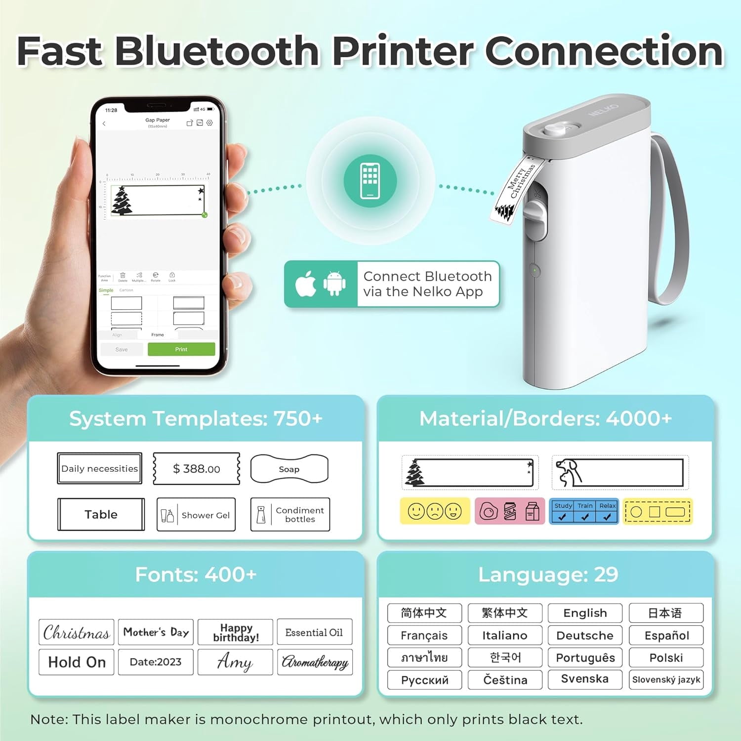 Label Maker Machine with Tape, P21 Bluetooth Label Printer, Wireless Mini Label Makers with Multiple Templates for School Office Home, White - Image 2
