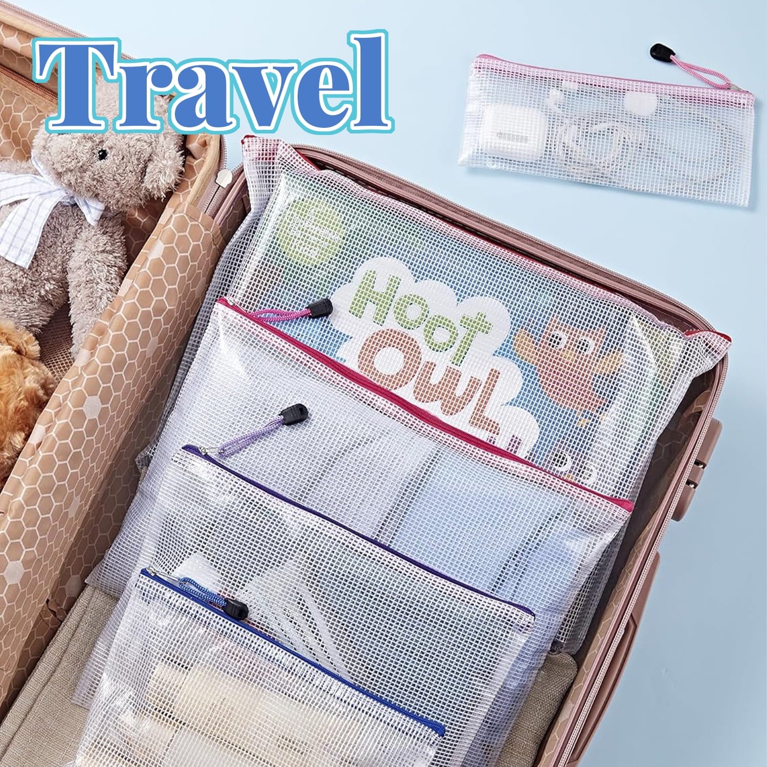 18Pcs Clear Mesh Zipper Pouch, Waterproof Plastic Document Bags, Freestanding File Organizers, Pencil Pouch for Offic... - Image 5