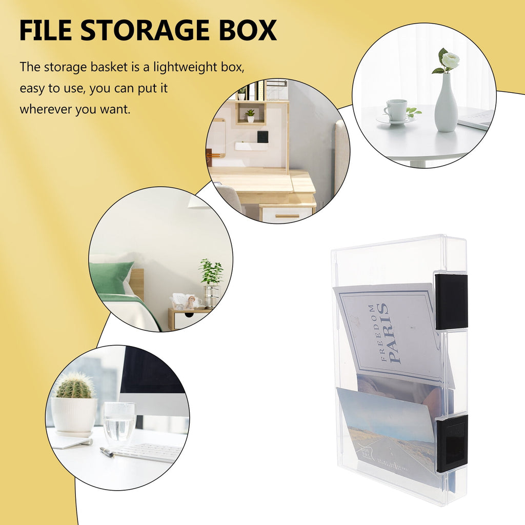Omeite A5 thickened file storage box thickened office supplies documents bills dustproof storage (A5 thick black button) - Image 2