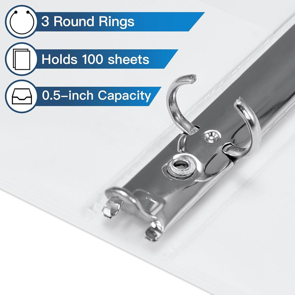 3 Binder -1 or 1/2'' Binders with Roung Binder, Large 100/200 Sheet Capacity - Image 4