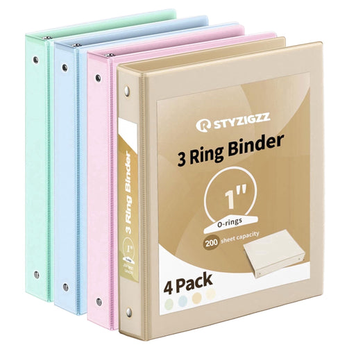 3 Ring 1 inch Binders Round Ring View Notebooks Binders O-ring Holds 200 Sheets of Letter Size School Paper Organizer...