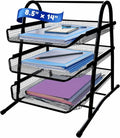 3-Tier Stackable Paper Tray Organizer for Desk - Black Metal File Rack for Legal-Size Paper (14"x8.5"), Document Hold...