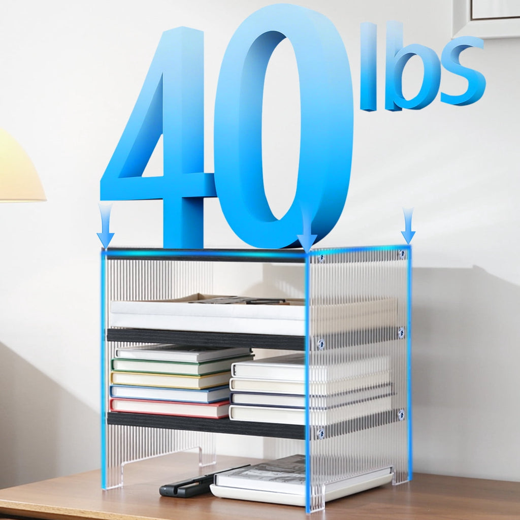 Clearance Paper Organizer, 3-Tier Stackable Wood Desk Organizer, Document File Organizer and Mail Sorter with Adjusta... - Image 4