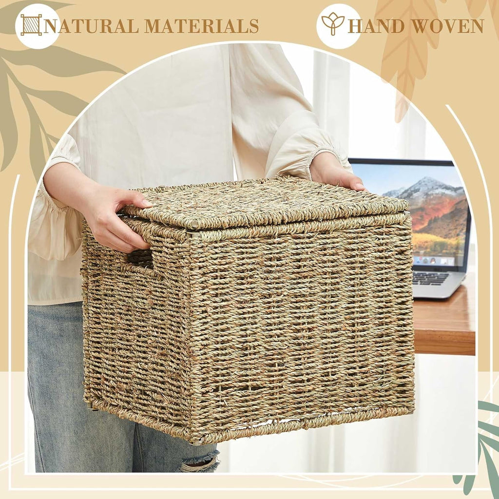 Organizers Decorative Baskets for Hanging Folders Filing Cabinet with Lid Collapsible Letter Size Document Storage fo... - Image 6