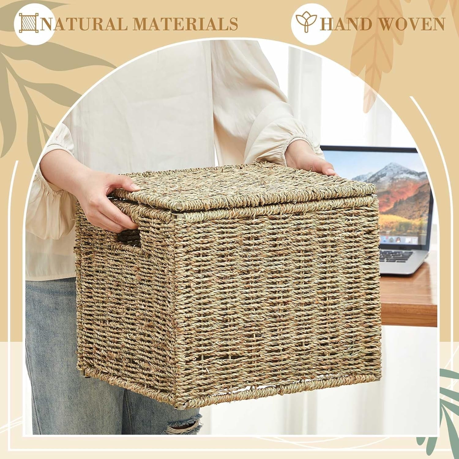 Organizers Decorative Baskets for Hanging Folders Filing Cabinet with Lid Collapsible Letter Size Document Storage fo... - Image 6