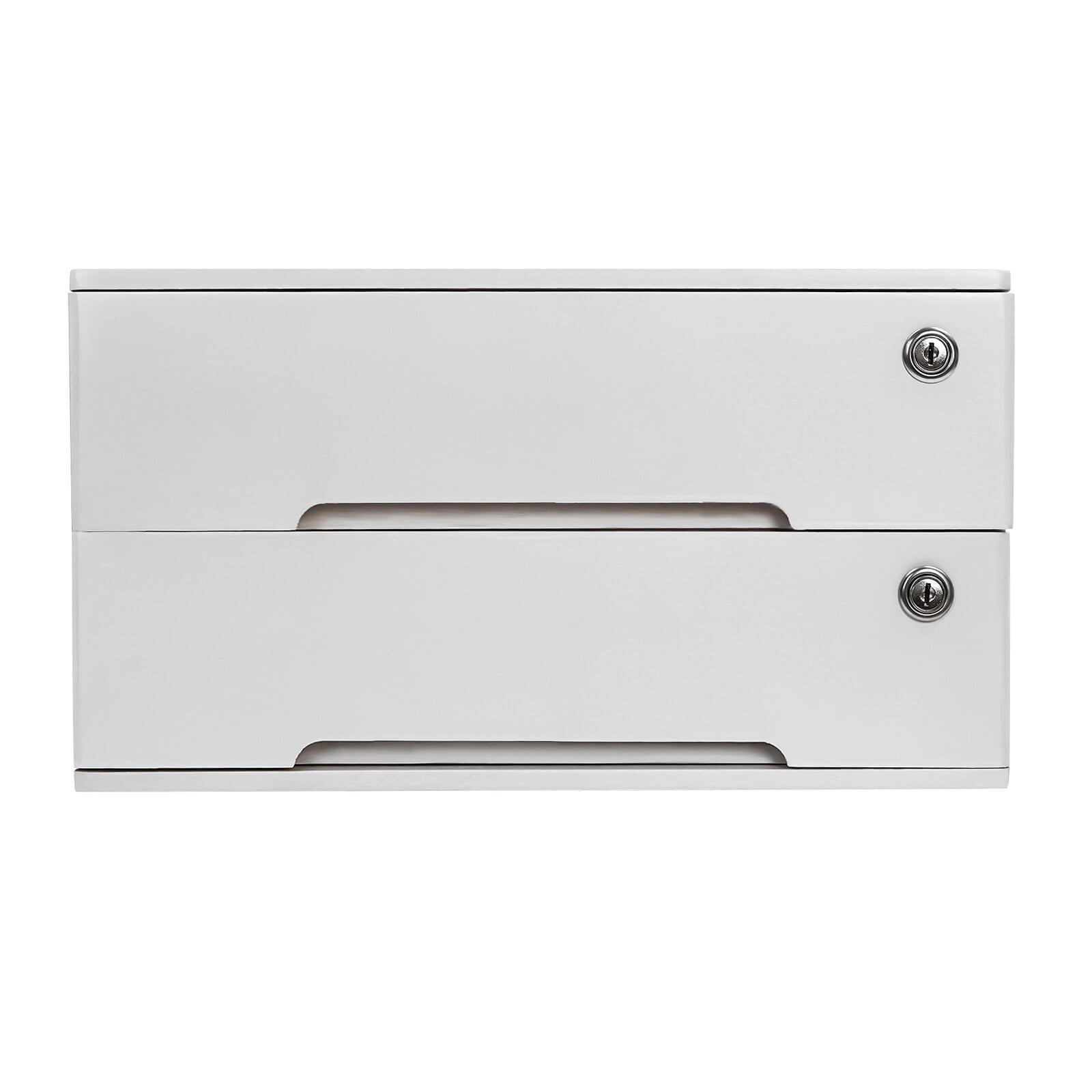 White Wooden Desktop Storage Box with Lockable Drawers, Office Supplies File Organizer, Flat File Cabinet - Image 6
