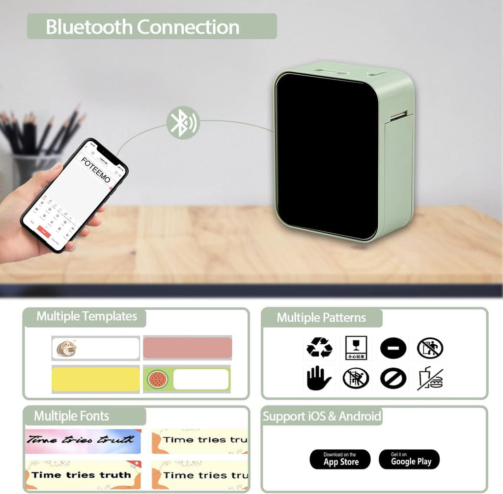Label Maker Machine with 2 Tape, Portable Wireless Cection Mini Label Maker Bluetooth Label Printer Inkless Rechargea... - Image 4