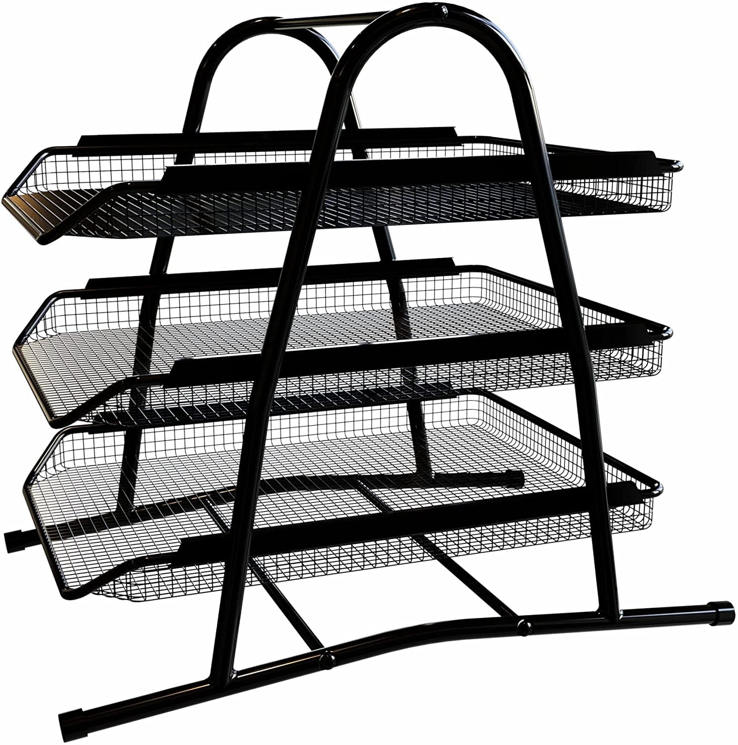 3-Tier Stackable Paper Tray Organizer for Desk - Black Metal File Rack for Legal-Size Paper (14"x8.5"), Document Hold... - Image 5