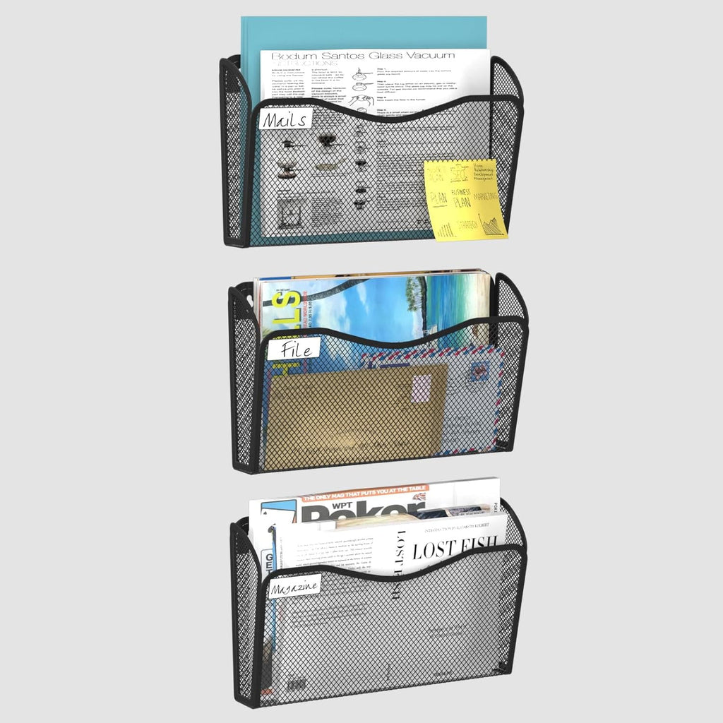 Wall File Organizer, Mesh Hanging File Organizer, Home Office Organization and Storage, 6 Single Pockets Document Mag... - Image 5