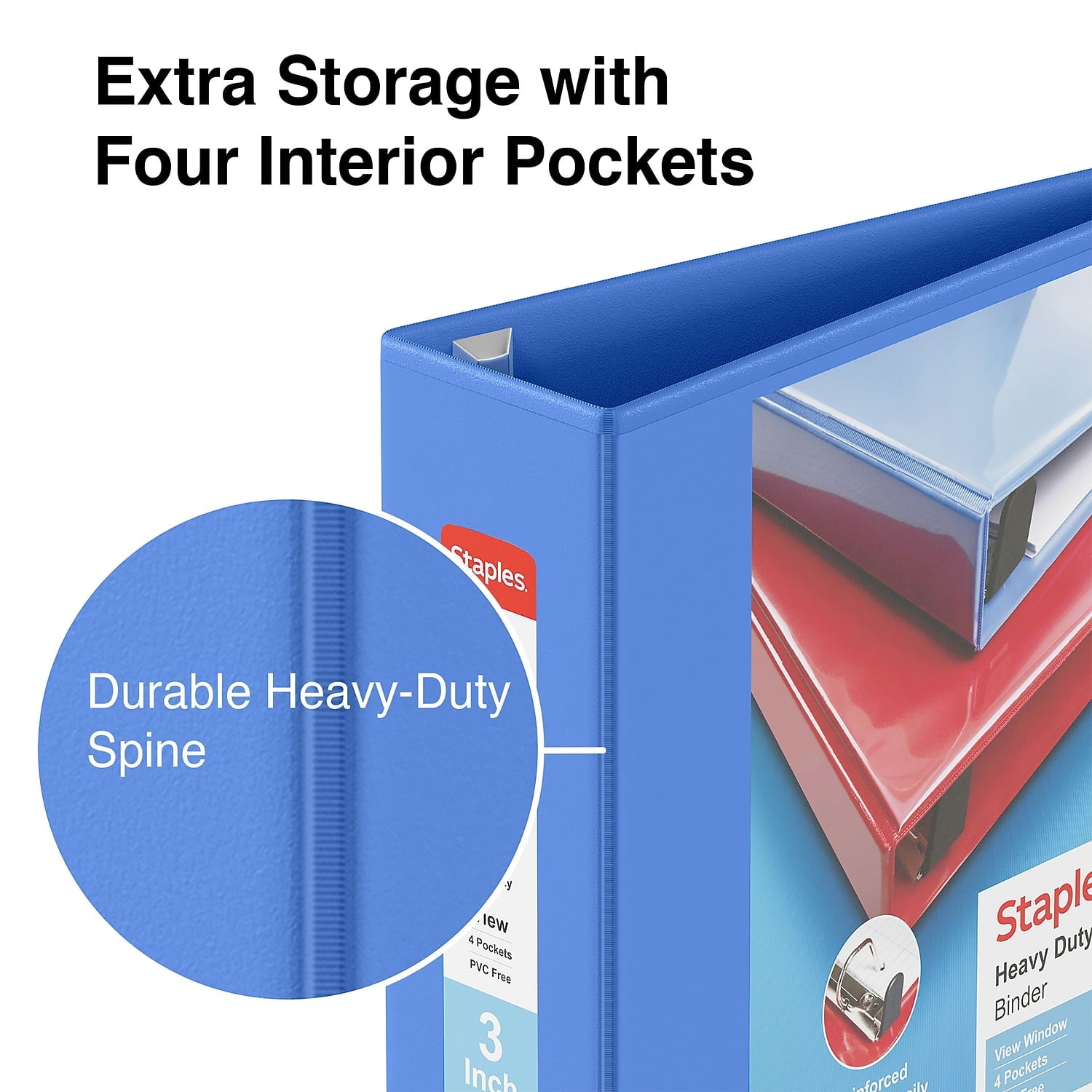 Heavy Duty 3" 3-Ring View Binder Periwinkle (24694) 82665 - Image 3