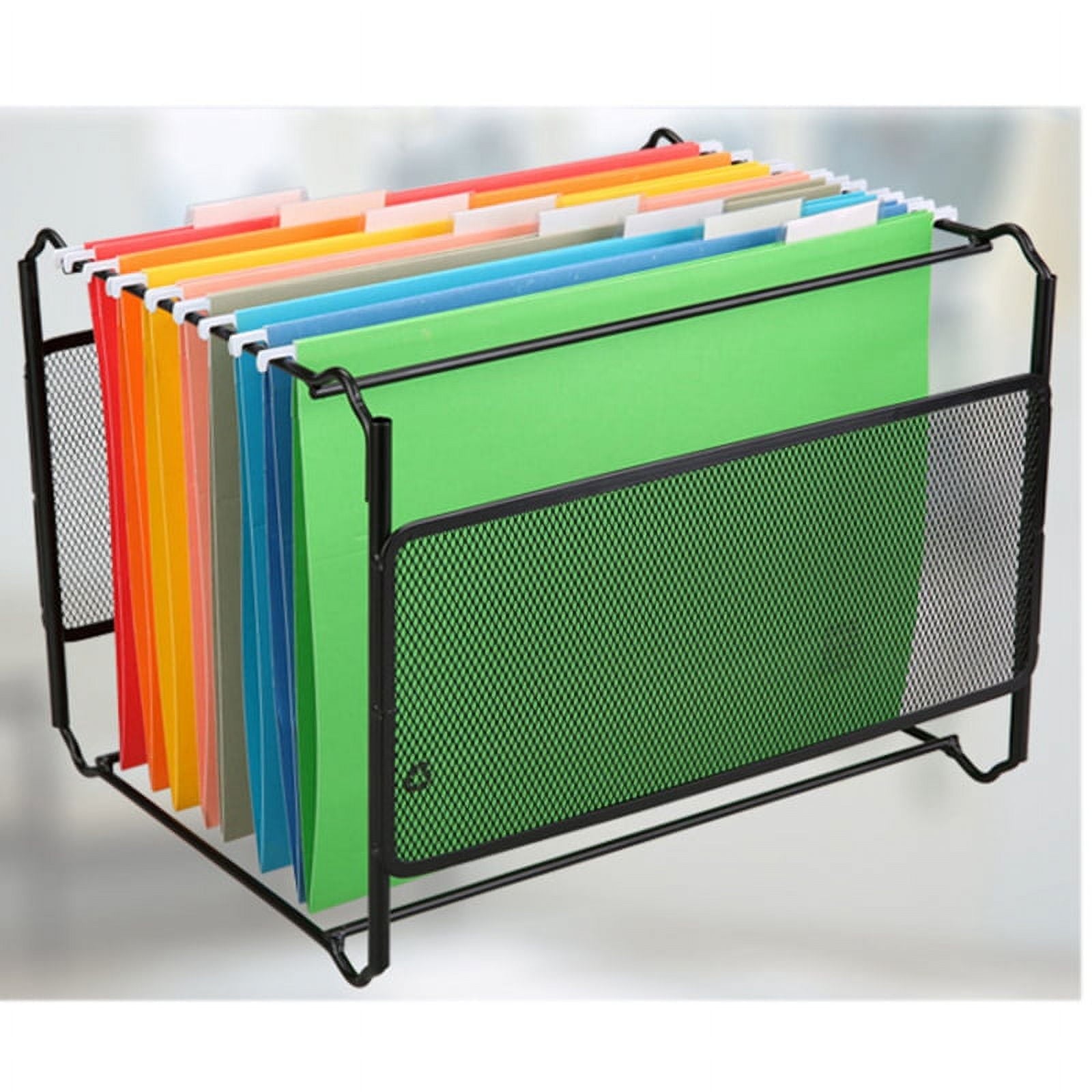 Metal File Organizer Box Hanging File Folder Box Desk Storage Holder Shelf Holder Storage for Office Home - Image 2