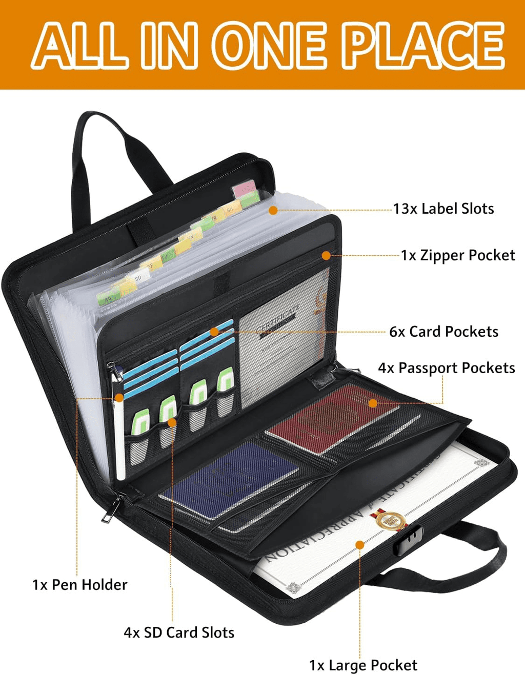 Organizer with Combination Lock Portable Organizer & Large Capacity Folder Document Organizer, Folder for Home, Offic... - Image 5