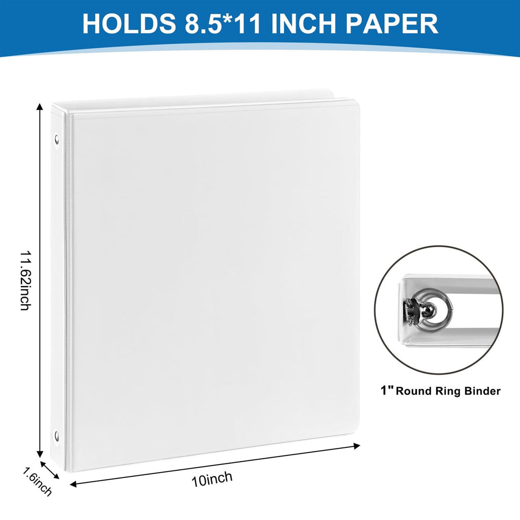 1 inch 3 Ring Binder View Binders Holds 200 Sheets Letter Size 8.5'' x 11'' Paper Notebook Binders for Office Home School 6 Pack White - Image 5
