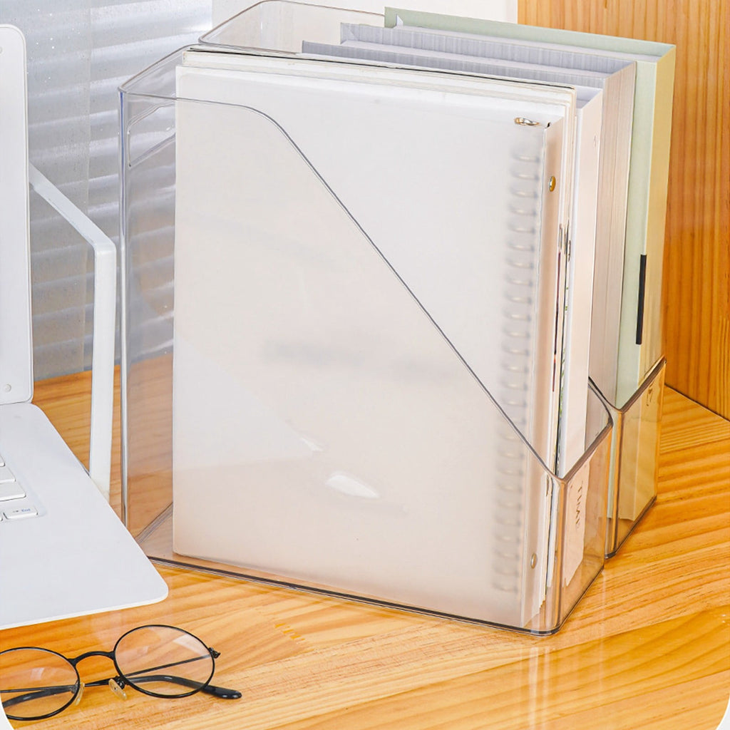 Desktop File Organizer Transparent PET Storage Box for Books, Documents, and Office Supplies – Large Capacity Desk Or... - Image 6