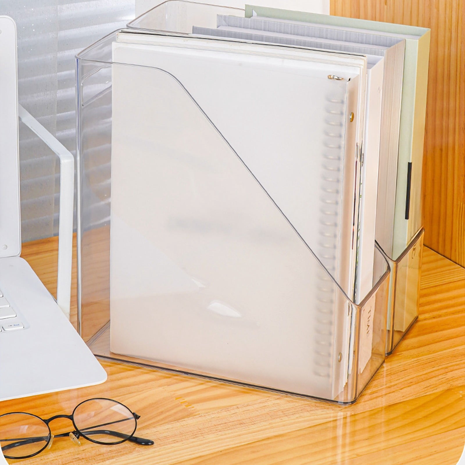 Desktop File Organizer Transparent Plastic Storage Box for Books, Folders, Mail and Office Supplies – Thickened PET, Large Capacity Desk Org - Image 6