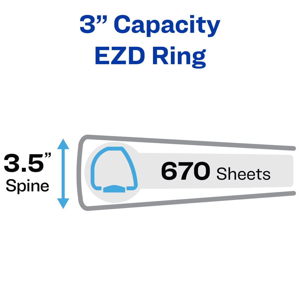 Heavy-Duty View Binder, 3" EZD Rings, Pacific Blue (79811) - Image 2