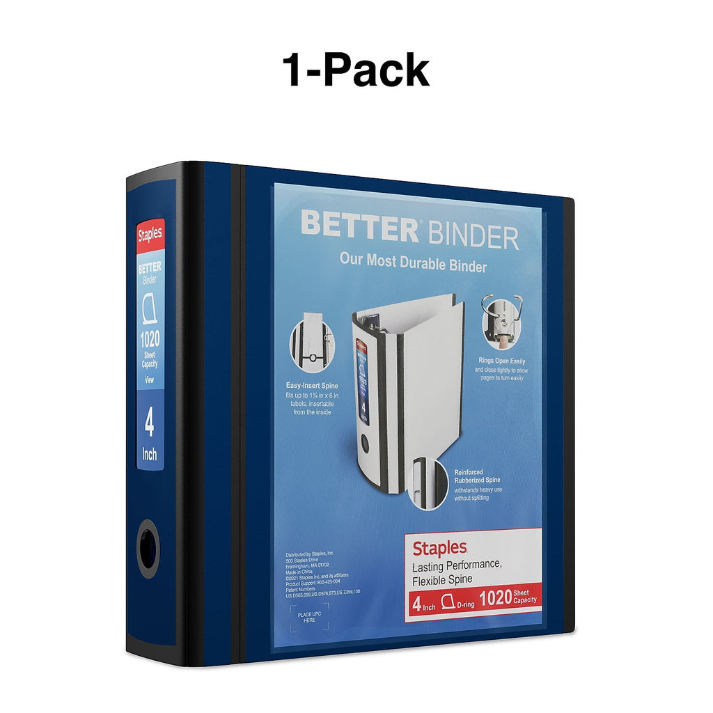 Better 4-inch 3 Ring View Binder Blue 1618290 - Image 6