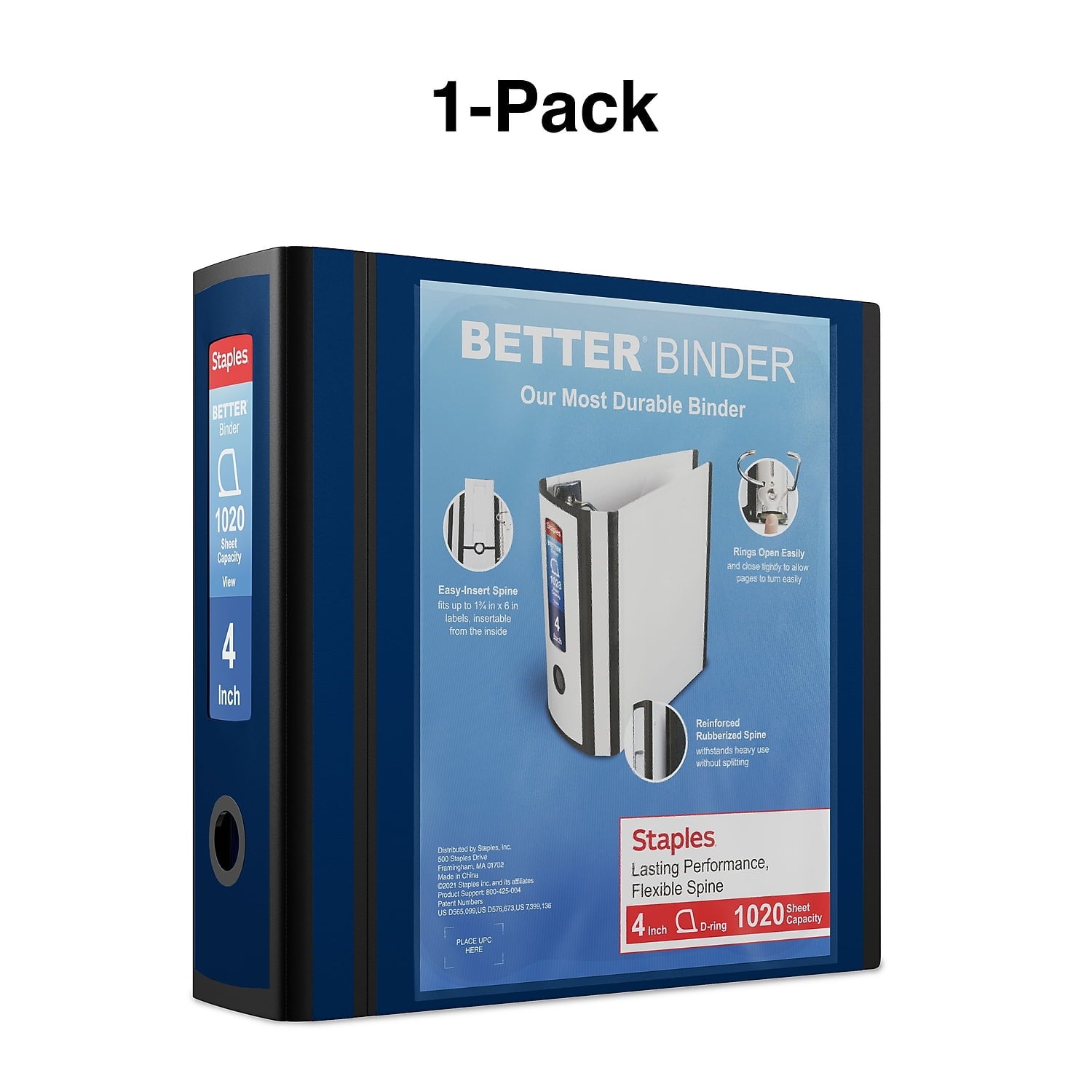 Better 4-inch 3 Ring View Binder Blue 1618290 - Image 6