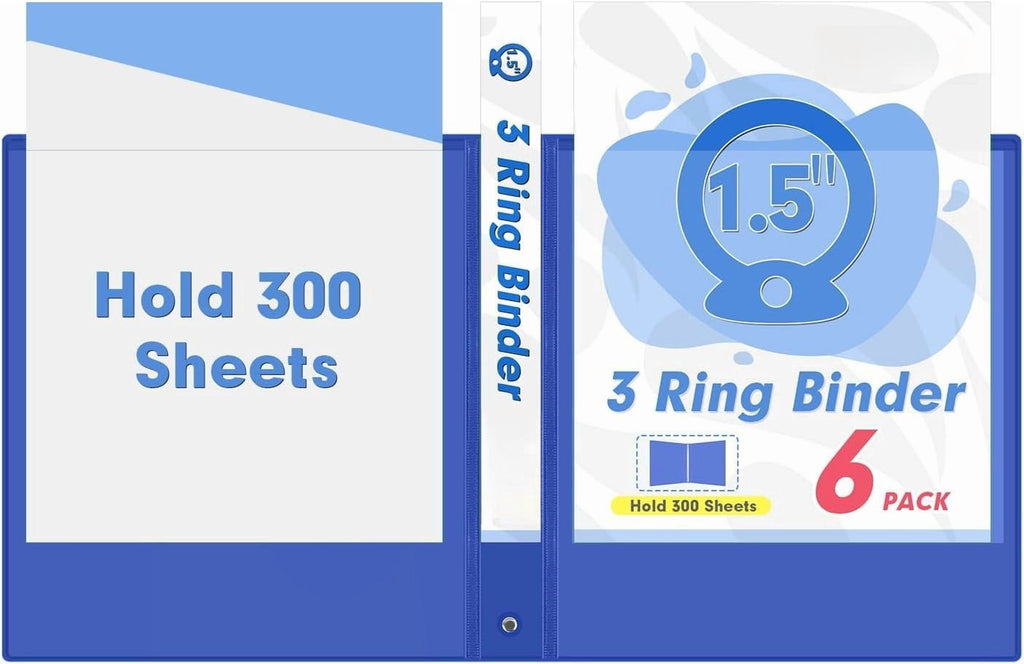 3 1.5 Inch, 6 1.5-Inch Fits Letter Size 8.5'' x 11'' Paper, Versatile s for Office School, 2 Pockets, Assorted 6 Color - Image 6