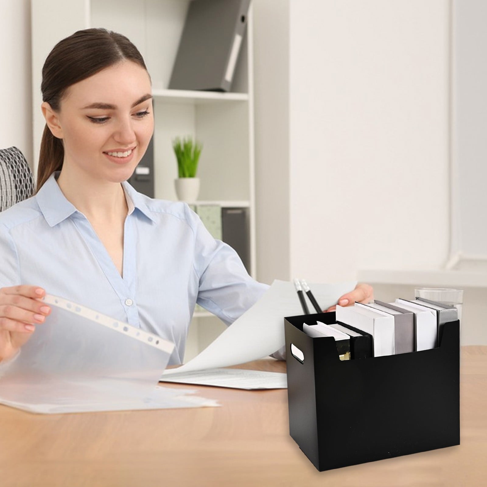 File Box Rolling File Organizer with Wheels Stackable Storage File Boxes Portable Letter File Folder Box Book Box Doc... - Image 6