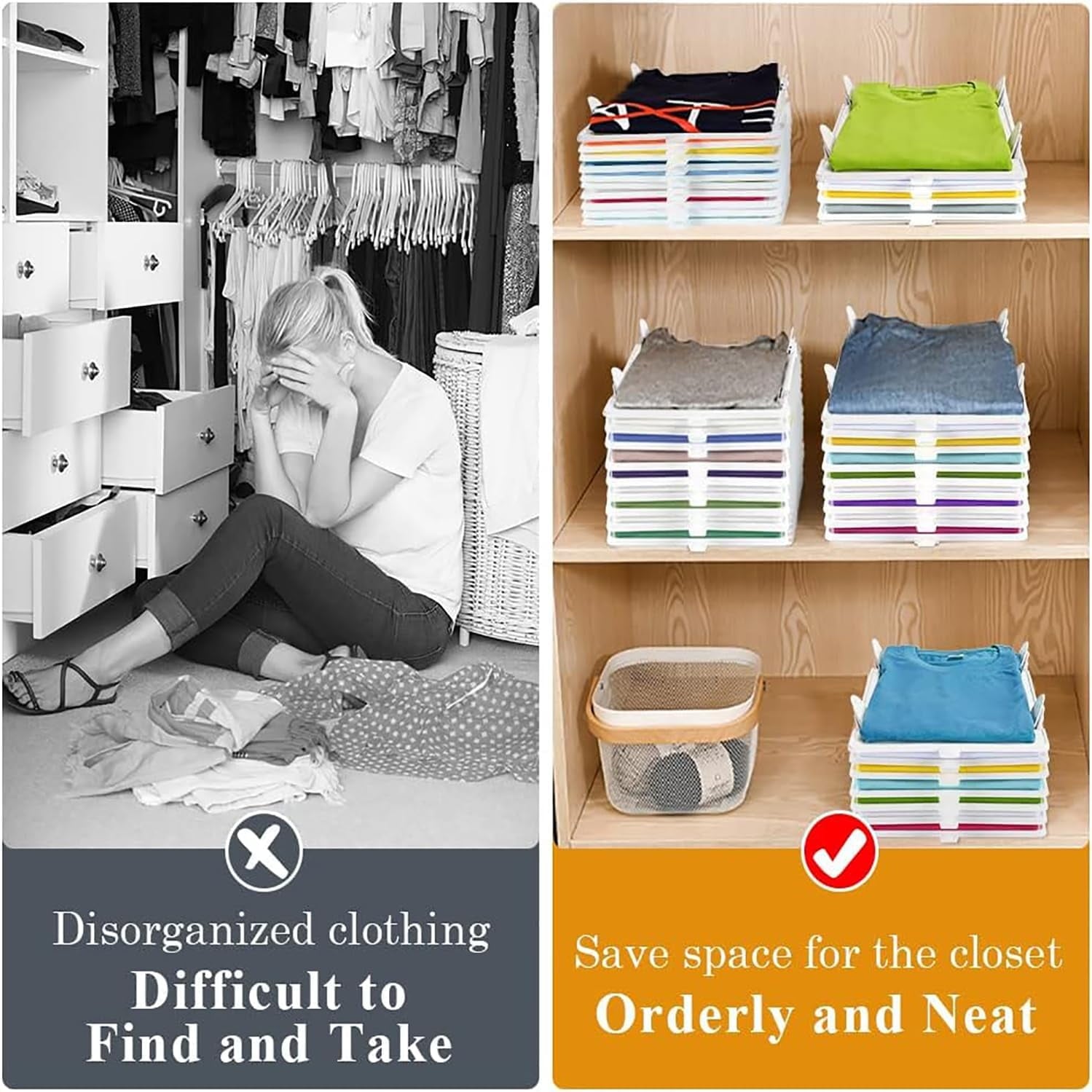 10 Pcs T Shirt Organizer Closet Organizer Stackable Durable Clothing Trays - Shirt Receipt Board Shirt Dividers File ... - Image 5