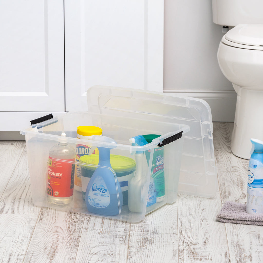 IRIS 32 Qt. Plastic Storage Bin with Lid, Stackable Storage Containers, Tote - Image 4