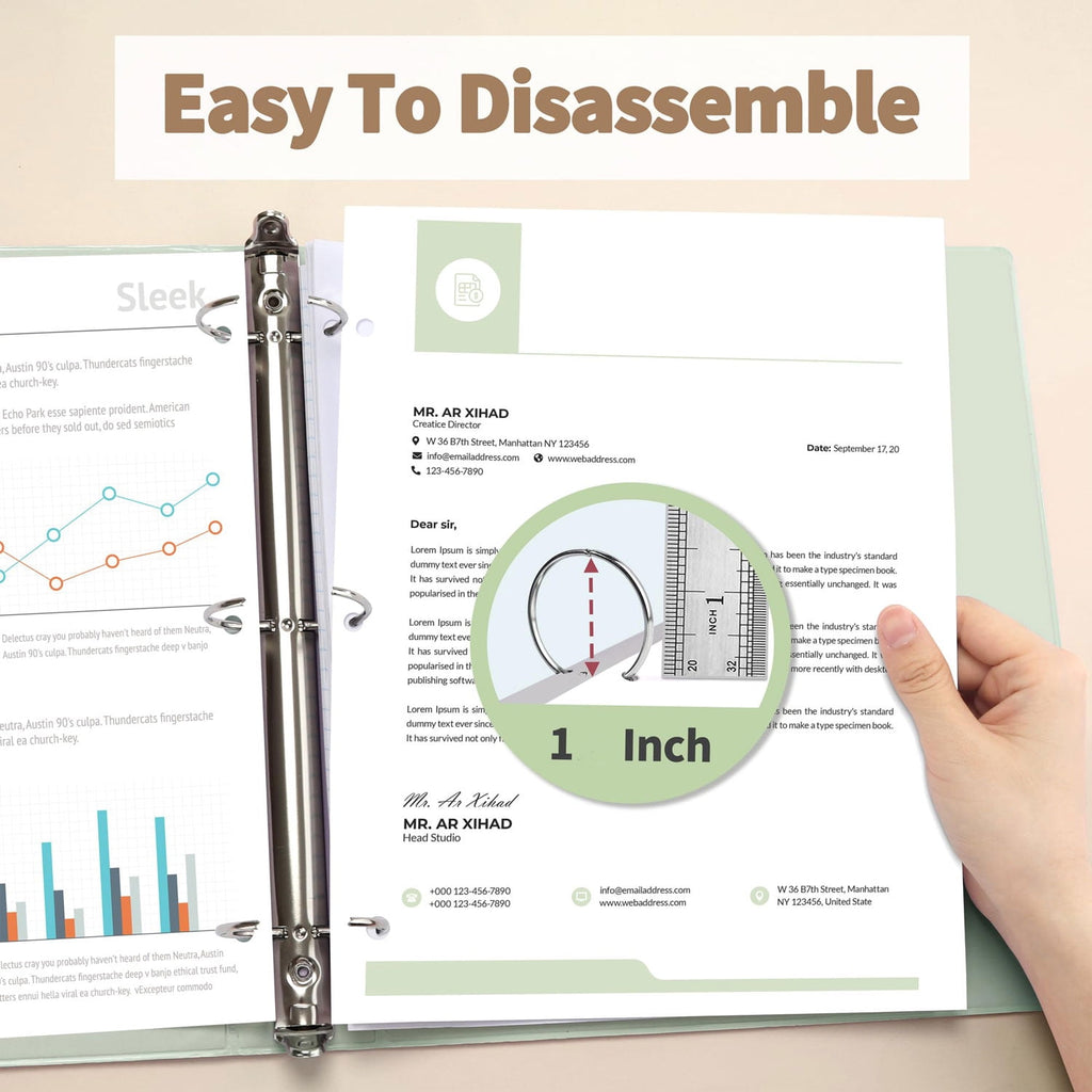 3 Ring 1 inch Binders Round Ring View Notebooks Binders O-ring Holds 200 Sheets of Letter Size School Paper Organizer... - Image 3