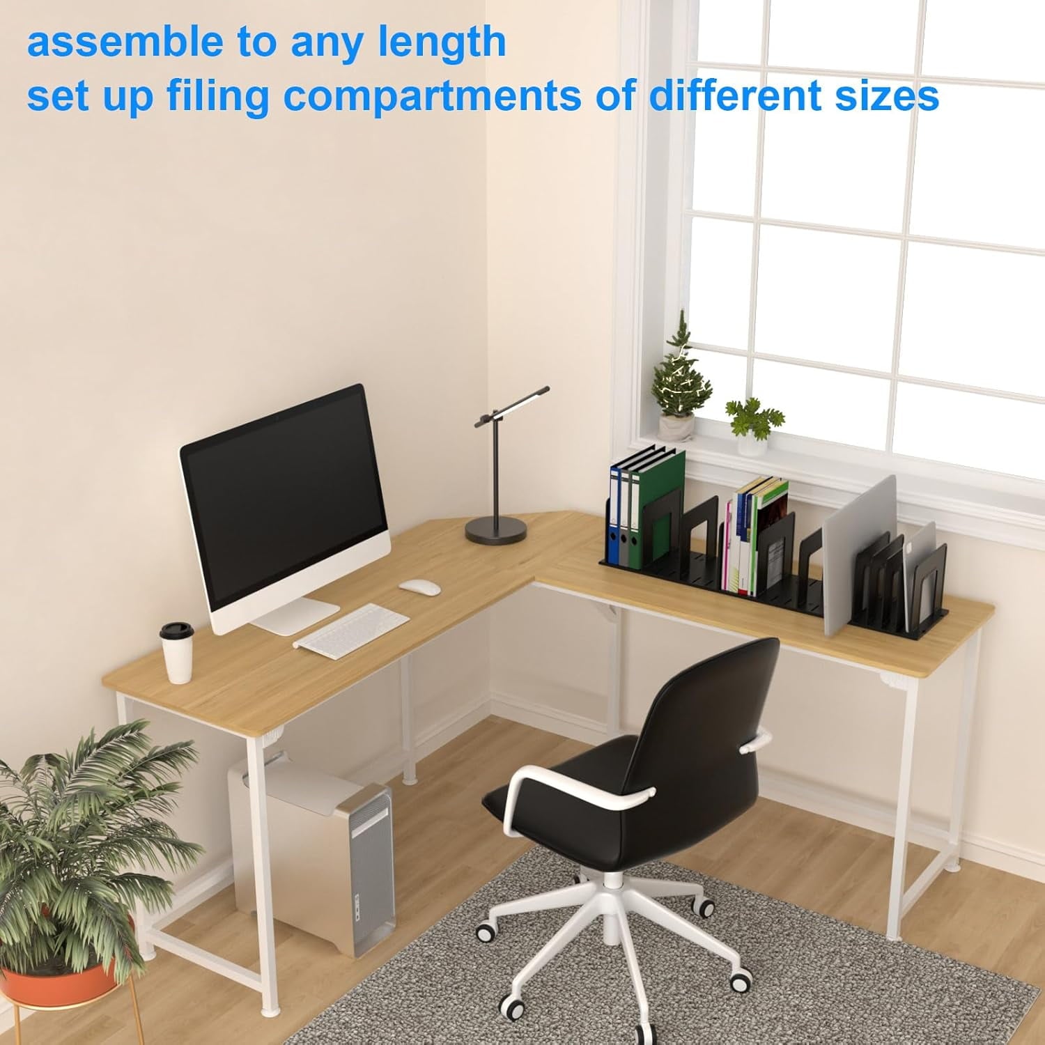 Adjustable vertical file divider, expandable upright file shelf, desktop folder organizer, school office file organiz... - Image 3