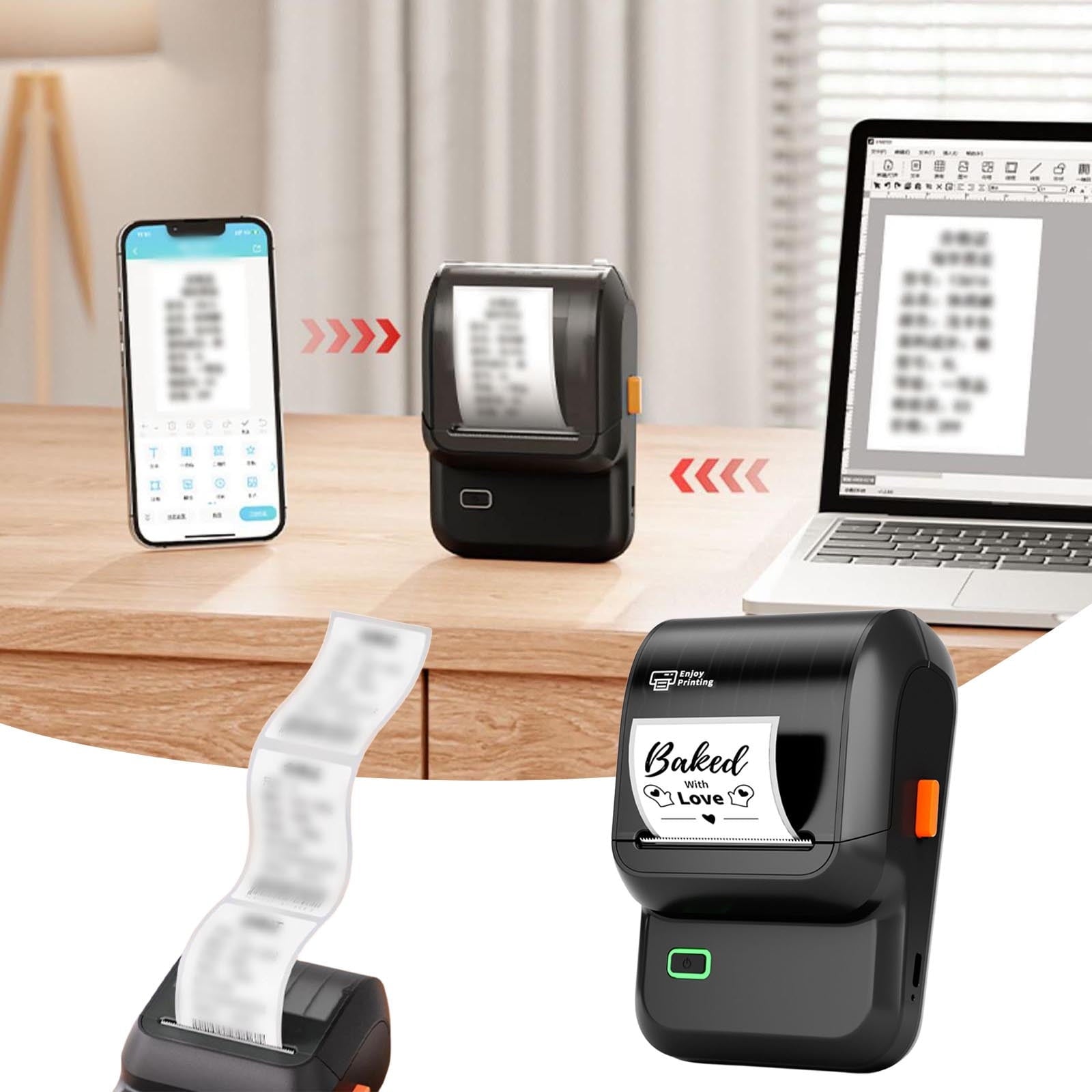 erfcxs Label Maker Thermal Label Maker Barcode Label For Small Businesses Label Maker Compatible With Mobile Phones And Computers Ink Portab - Image 2