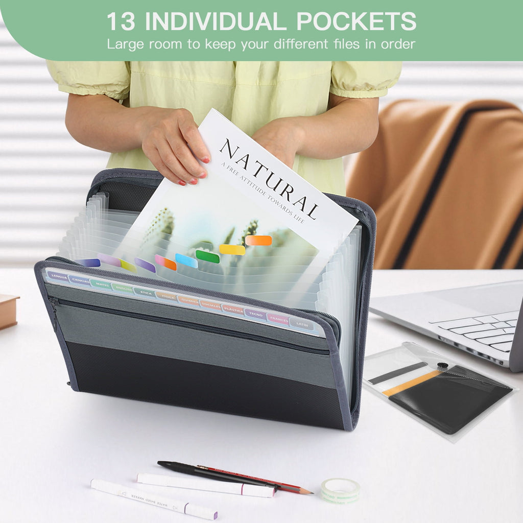 Organizer with Zipper 13-Pocket, A7 Transparent Document Bag, Waterproof Document Storage for Home, Office, School - Image 5