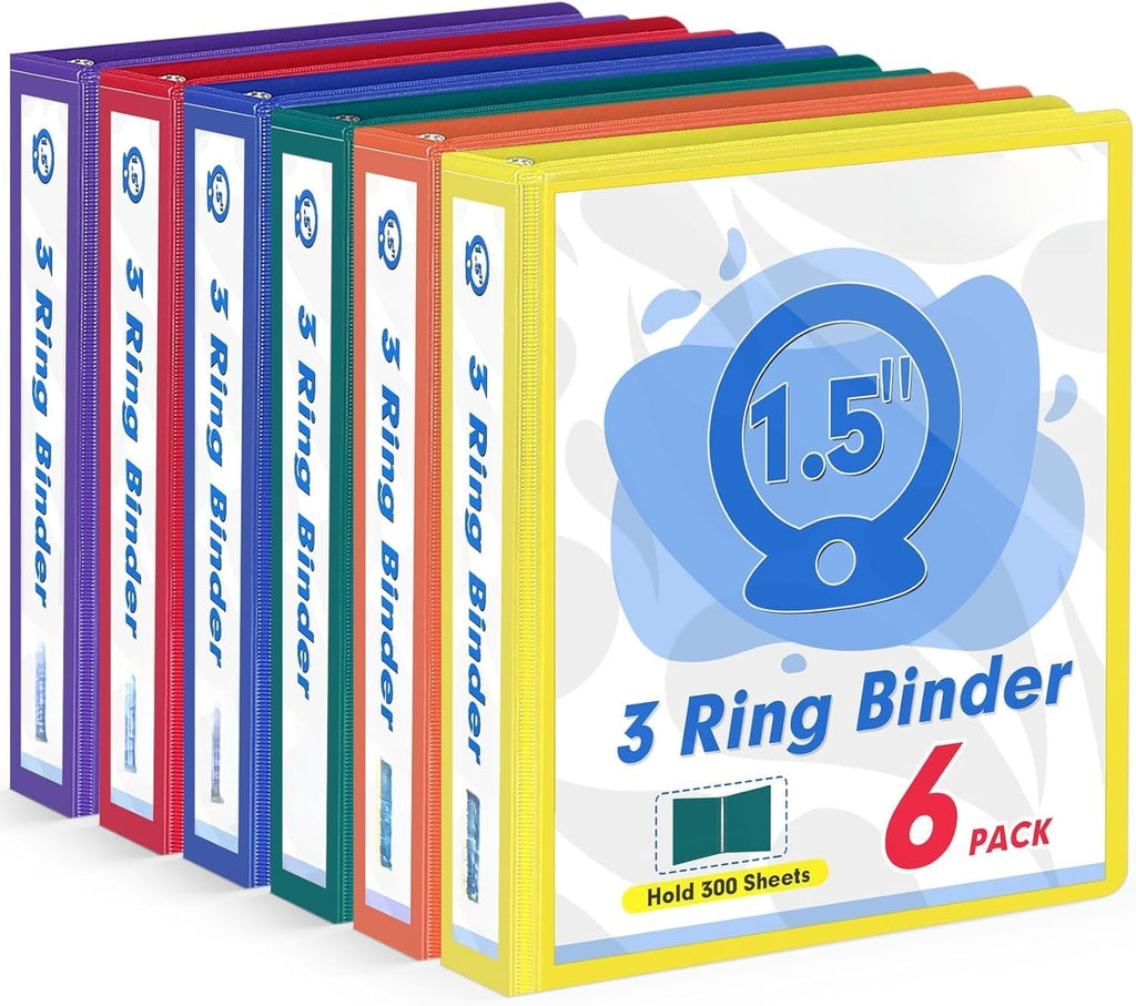 3 1.5 Inch, 6 1.5-Inch Fits Letter Size 8.5'' x 11'' Paper, Versatile s for Office School, 2 Pockets, Assorted 6 Color - Image 2