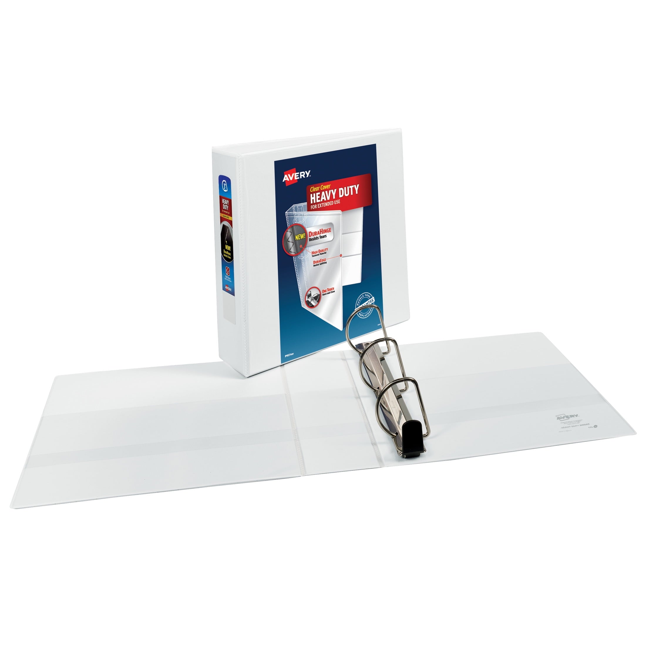 Heavy Duty View Binder, 3", White, Slant Ring, One-Touch, 635 Sheet Capacity, 1 Binder - Image 2