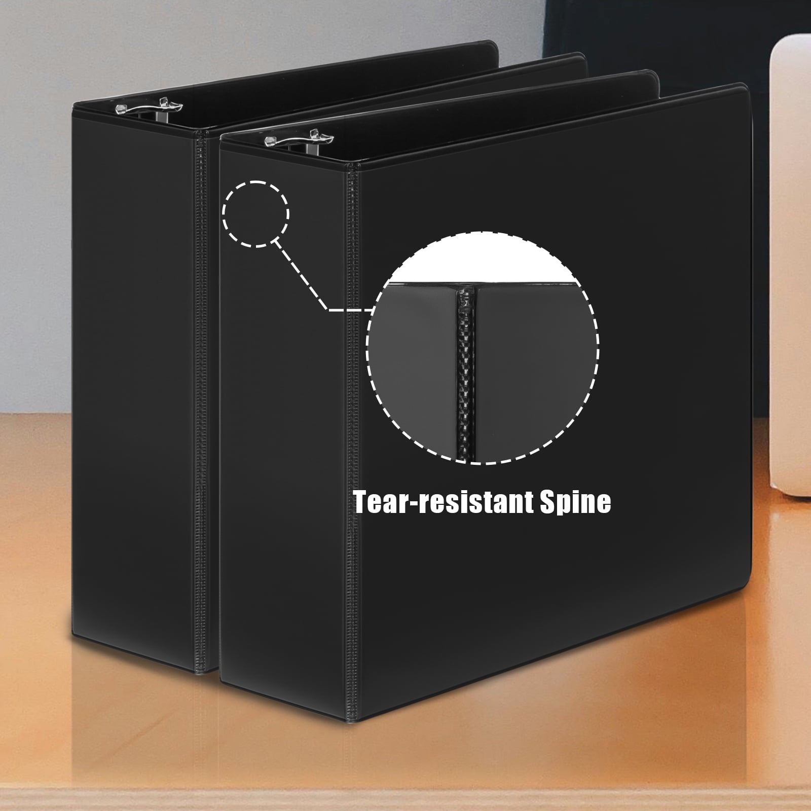 Heavy-duty 3 Ring Binder,4 inch D Ring, Hold 835 Sheets, 6 Pack Black - Image 4
